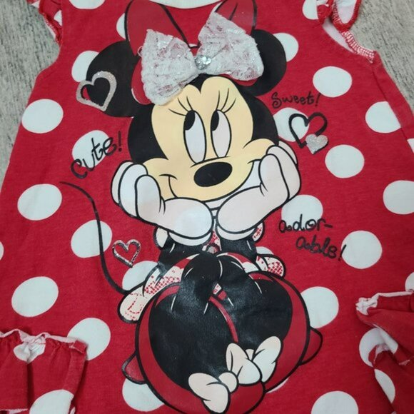 Disney Minnie Mouse short sleeve top red and white polka dot size 3T - Picture 3 of 7